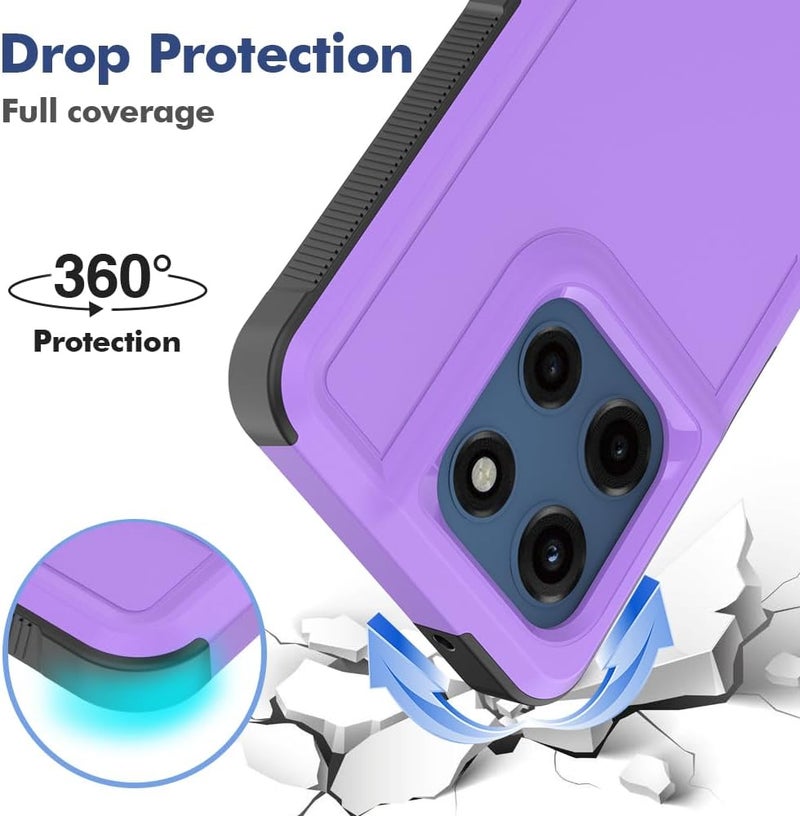 yuanming for Moto G Stylus 5G 2025 Case,[Military Grade Drop Tested] with Screen Protector,Dual Layer Protective Heavy Duty Cell Phone Cover Non-Slip Shockproof Case for Motorola G Stylus 5G 2025 (Purple) - Image 3